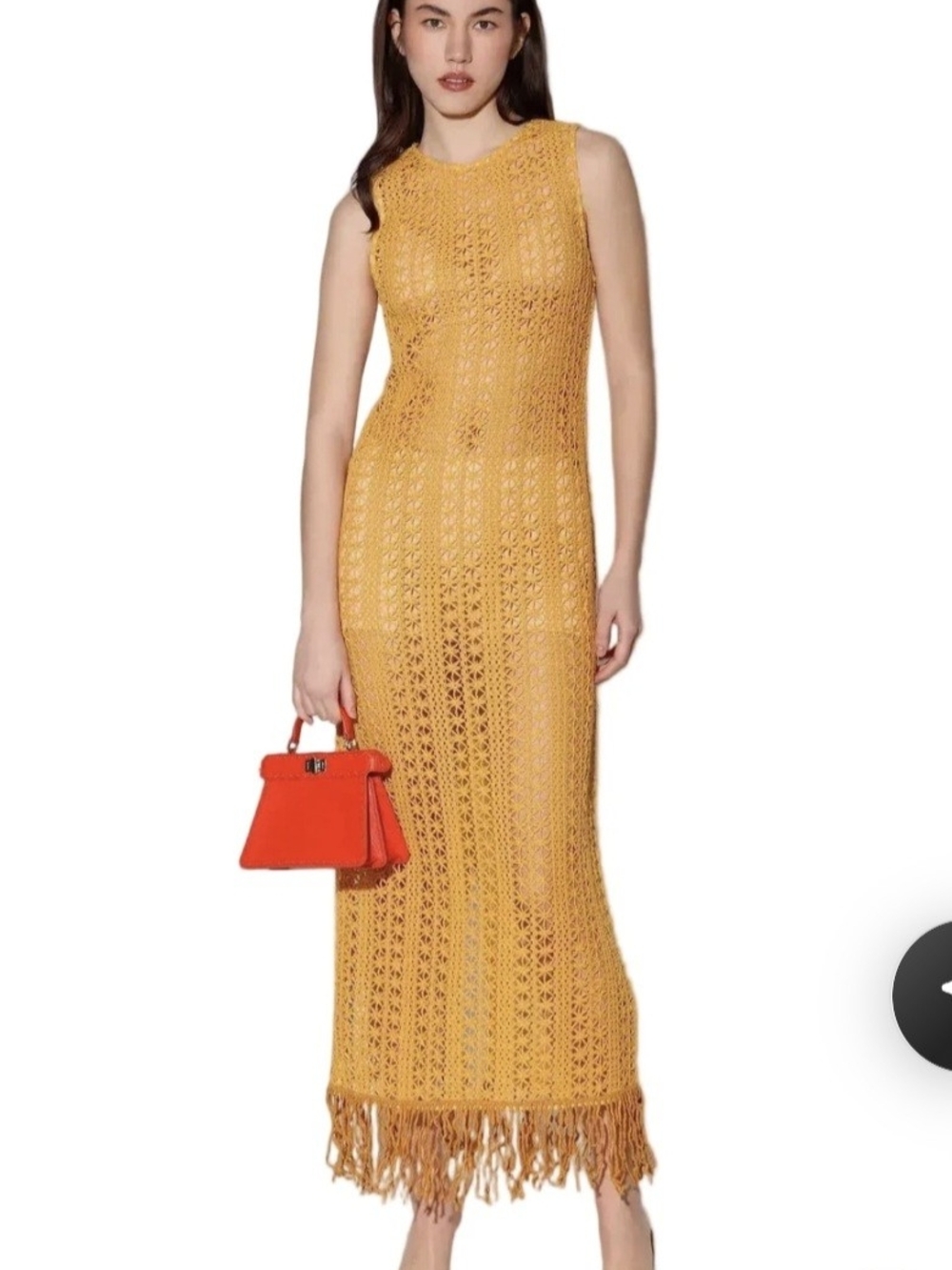 Walter Baker Sleeveless Crochet Fringe Maxi Paula Dress